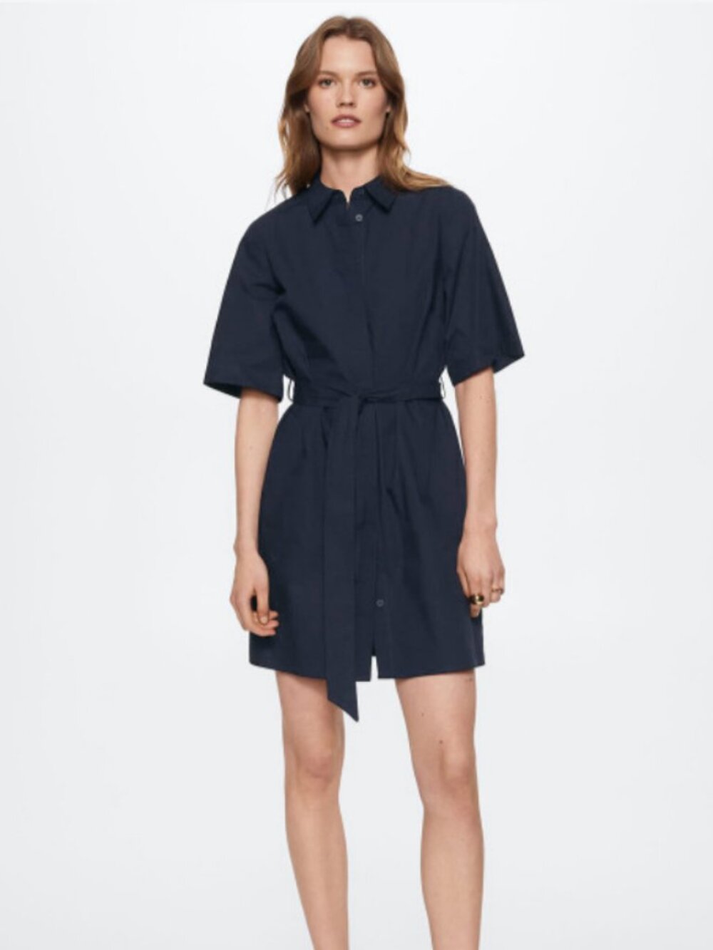 Mango Navy Shirt Dress with Belt